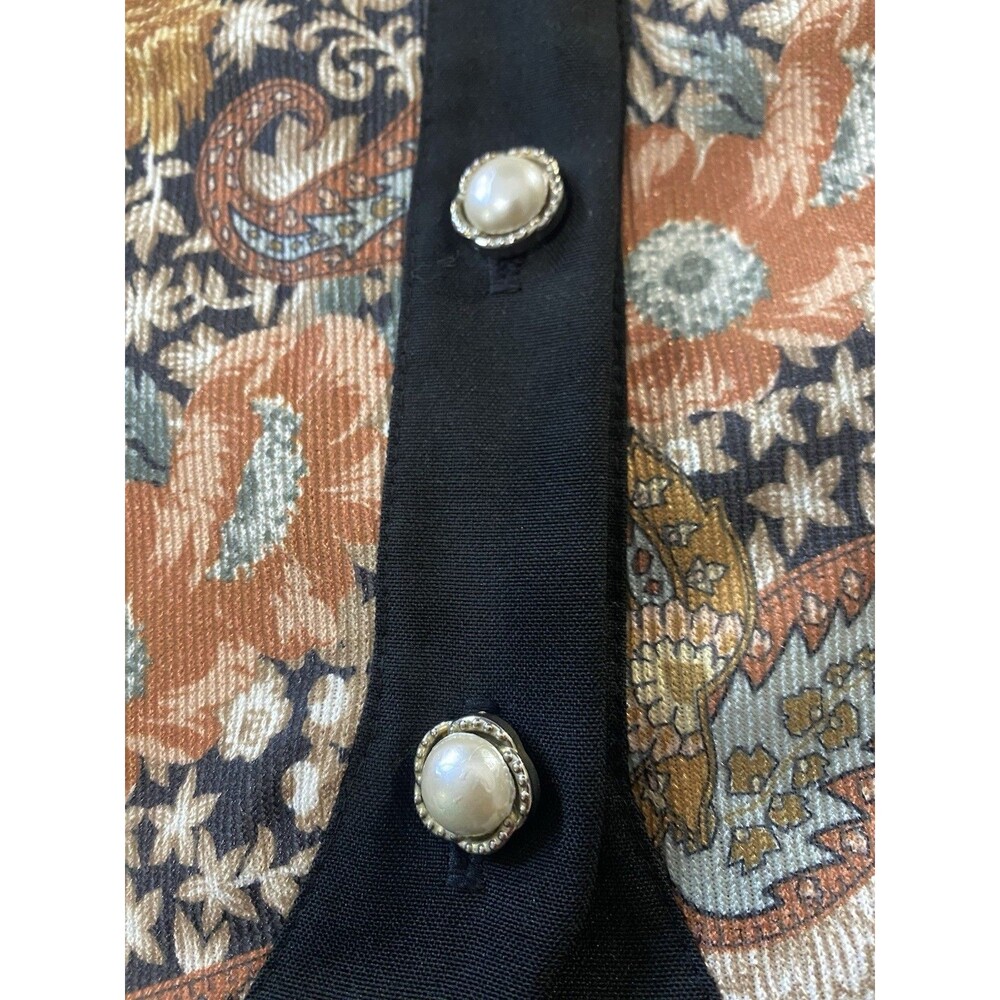 VTG 80s 90 Good Times women Jacket L Floral Paisley Button Up Blazer USA Grandma - Picture 8 of 9